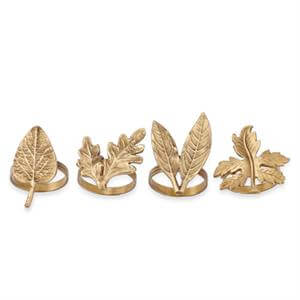 Nkuku Leaf Brass Napkin Rings